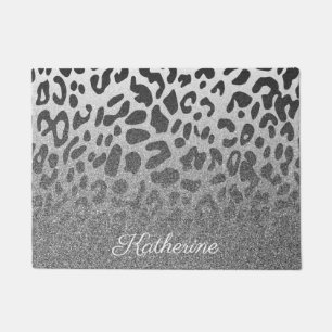 Glitter Leopard Print Doormat