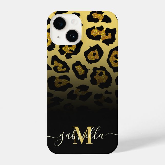 Glitter Leopard Print iPhone Case (Back)