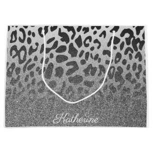 Glitter Leopard Print Large Gift Bag