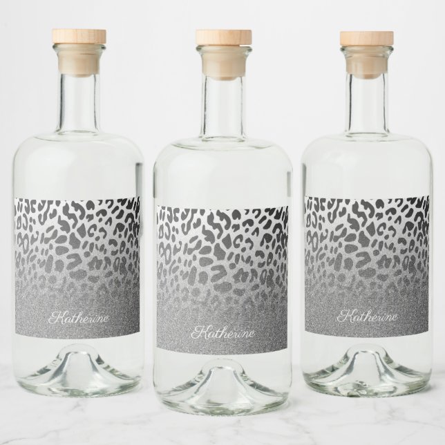 Glitter Leopard Print Liquor Bottle Label (Bottles)