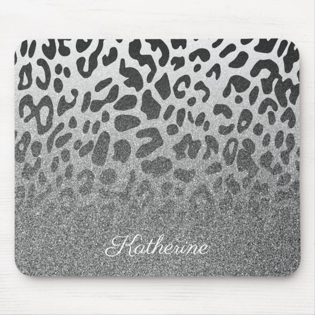 Glitter Leopard Print Mouse Mat (Front)