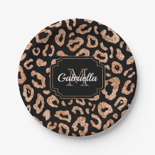 Glitter Leopard Print Paper Plate
