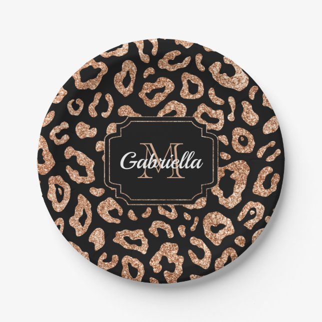Glitter Leopard Print Paper Plate (Front)
