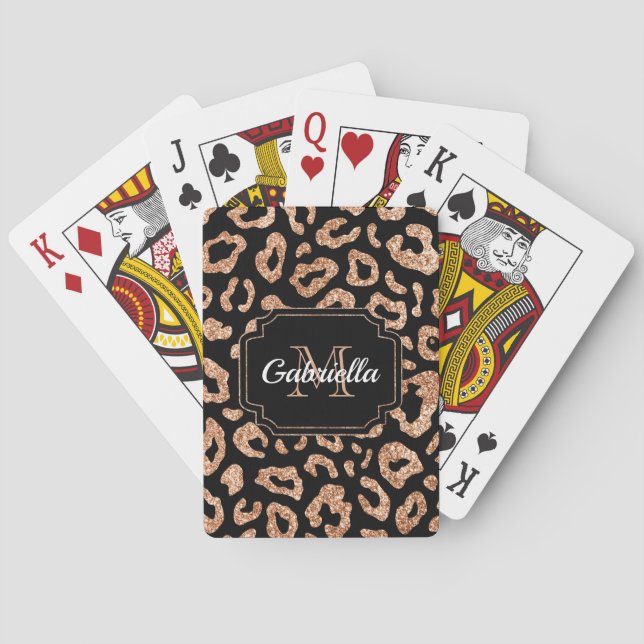 Glitter Leopard Print Playing Cards (Back)