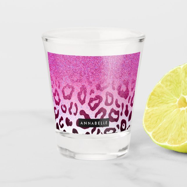 Glitter Leopard Print Shot Glass (Front)