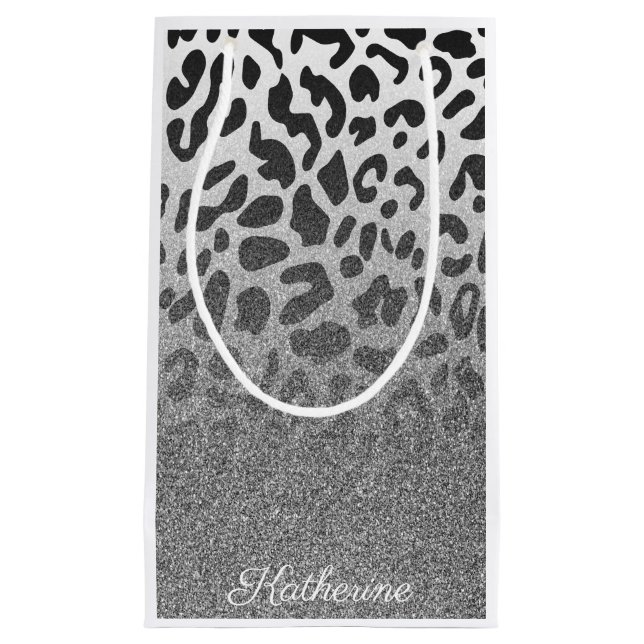 Glitter Leopard Print Small Gift Bag (Front)