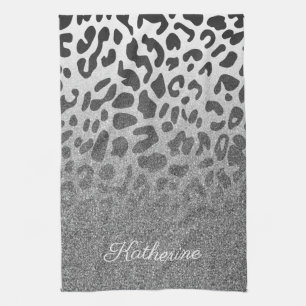 Glitter Leopard Print Tea Towel
