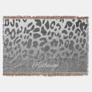Glitter Leopard Print Throw Blanket