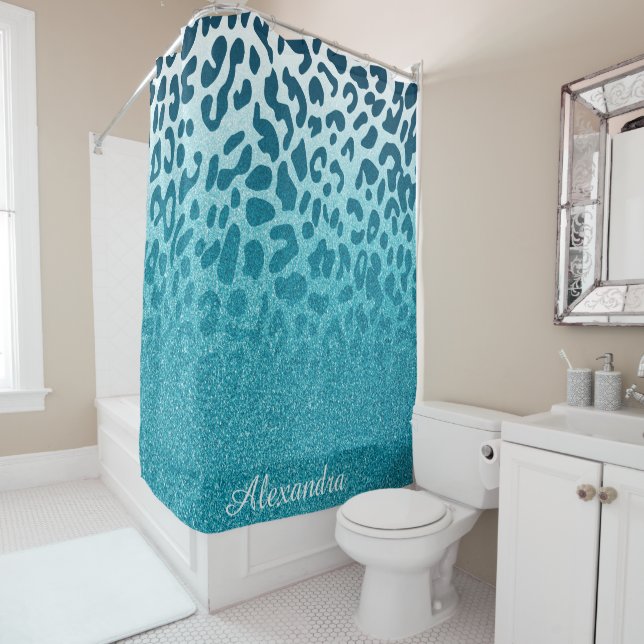 Glitter Leopard Shower Curtain (In Situ)