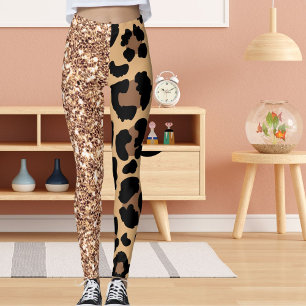 Glitter Leopard Sparkles Pattern Spot Wild Cat Leggings