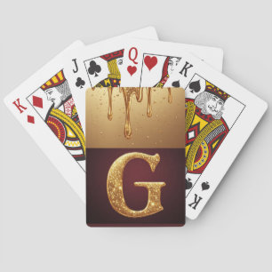 Glitter Letter G Monogram With Dripping Liquid Playing Cards