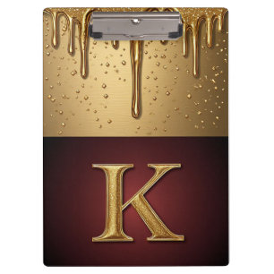 Glitter Letter K Monogram With Dripping Liquid Clipboard