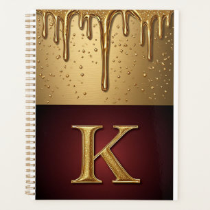 Glitter Letter K Monogram With Dripping Liquid Planner