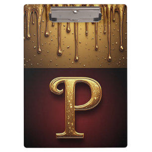 Glitter Letter P Monogram With Dripping Liquid Clipboard