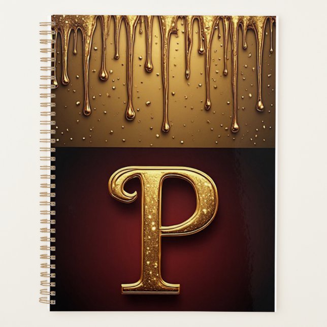 Glitter Letter P Monogram With Dripping Liquid  Planner (Front)