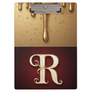 Glitter Letter R Monogram With Dripping Liquid  Clipboard