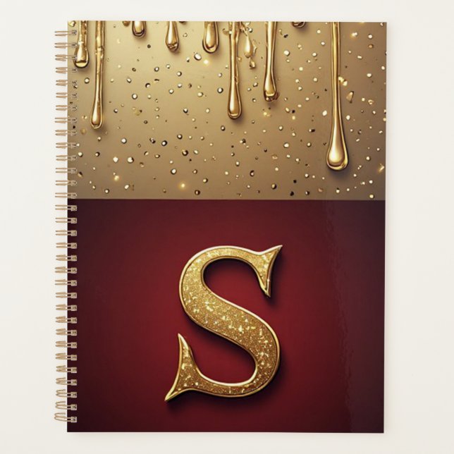 🌸 Glitter Letter S Luxe Drip Sparkle Desk Style  Planner (Front)