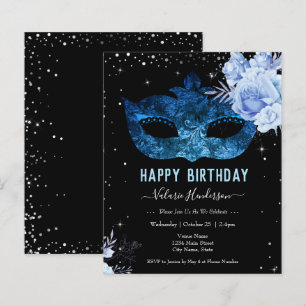 Glitter Light Blue Masquarade Birthday Party