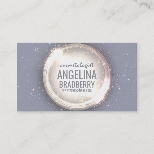 Glitter Light Circle Shimmering Star Purple Card (Front)