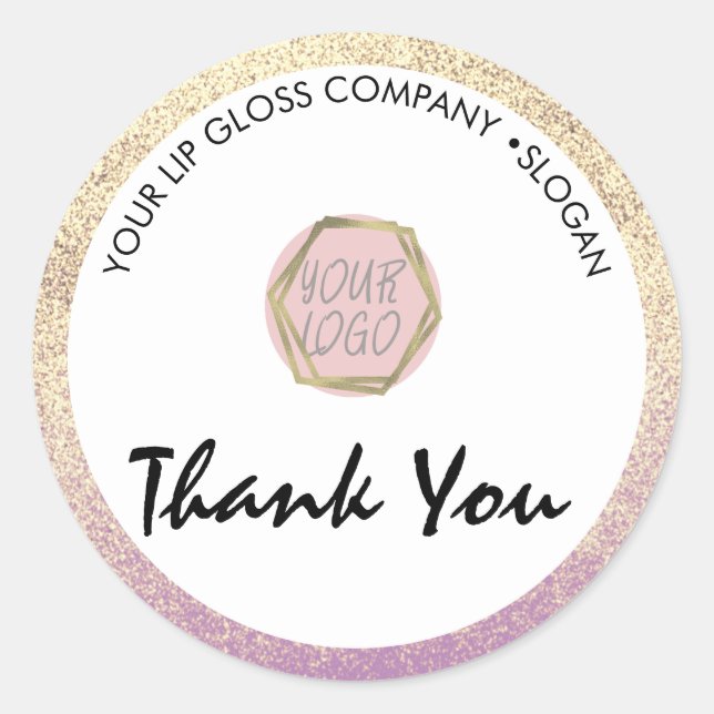 Glitter Lip Gloss Business Logo Classic Round Sticker (Front)