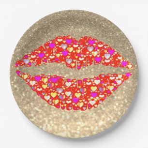 Glitter Lip print paper plate