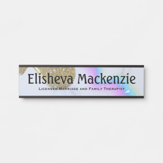 Glitter LMFT Therapist Office Door Sign Name Plate (Front)