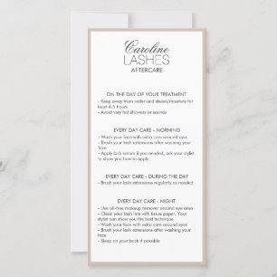 Glitter Long Lashes Aftercare Beige Cream Thank You Card