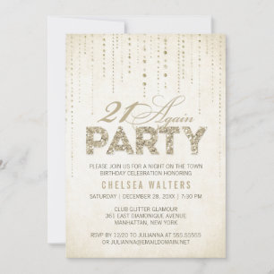 Glitter Look 21 Again Party Invitation