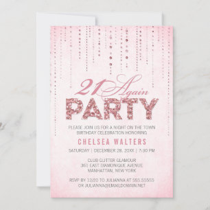 Glitter Look 21 Again Party Invitation