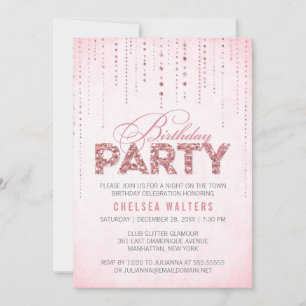 Glitter Look Birthday Party Invitation