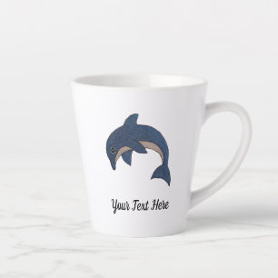 Glitter Look Blue and White Jumping Cute Dolphin Latte Mug