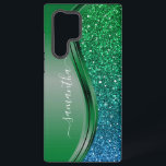 Glitter look Bright Green Blue Personalised Name  Samsung Galaxy Case<br><div class="desc">The design is a photo and the cases are not made with actual glitter, sequins, metals or woods. This design is also available on other phone models. Choose Device Type to see other iPhone, Samsung Galaxy or Google cases. Some styles may be changed by selecting Style if that is an...</div>