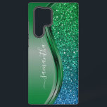Glitter look Bright Green Blue Personalised Name  Samsung Galaxy Case<br><div class="desc">The design is a photo and the cases are not made with actual glitter, sequins, metals or woods. This design is also available on other phone models. Choose Device Type to see other iPhone, Samsung Galaxy or Google cases. Some styles may be changed by selecting Style if that is an...</div>