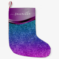 Glitter look Bright Purple Personalised Name  