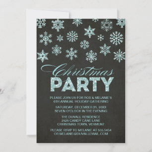 Glitter Look Snowflakes Christmas Party Invitation
