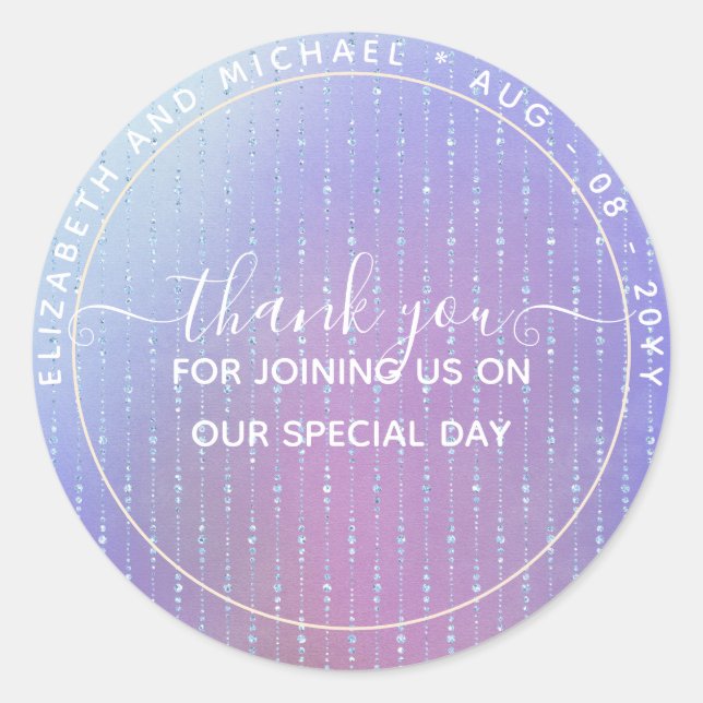 Glitter Look Thank You FAVOR GIFT ANY EVENT Classic Round Sticker (Front)