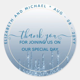 Glitter Look Thank You FAVOR GIFT ANY EVENT Classic Round Sticker