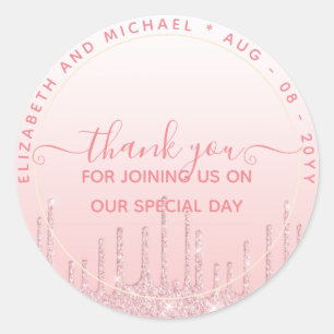 Glitter Look Thank You FAVOR GIFT ANY EVENT Classic Round Sticker