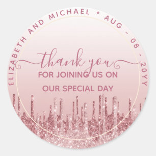 Glitter Look Thank You FAVOR GIFT ANY EVENT Classic Round Sticker
