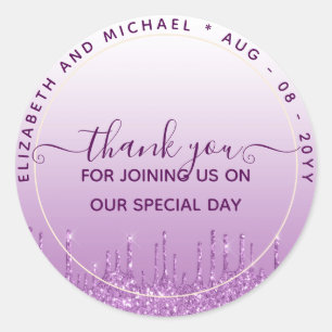Glitter Look Thank You FAVOR GIFT ANY EVENT Classic Round Sticker