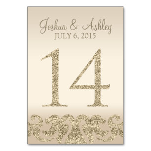 Glitter Look Wedding Table Numbers-Table Card 14