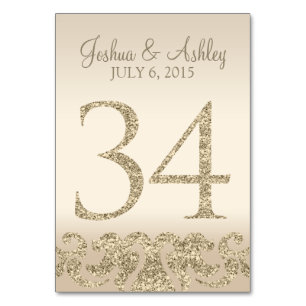 Glitter Look Wedding Table Numbers-Table Card 34
