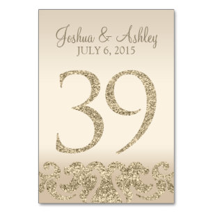 Glitter Look Wedding Table Numbers-Table Card 39
