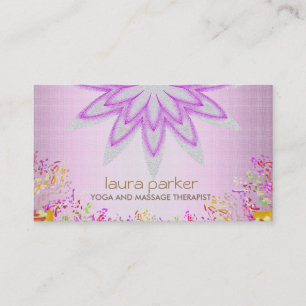 Glitter Lotus Flower Logo Yoga Healing Health Business Card