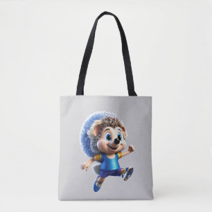 Glitter Magic Hedgehog Runner – Cute Chibi Cartoon Tote Bag