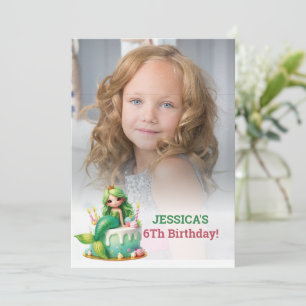 Glitter Magical Mermaid 6Th Birthday Photo Invitation