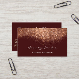 Glitter Makeup Artist Blogger Lash Copper Burgundy Business Card