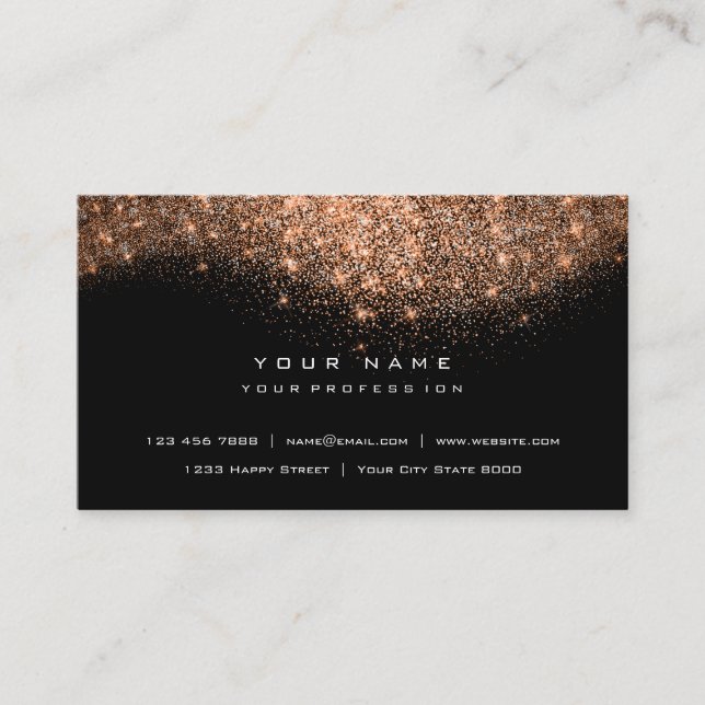 Glitter Makeup Artist Stylist Fashion Copper Black Business Card (Front)