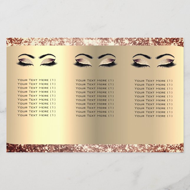 Glitter Makeup Eyes Lash Hair Rose DL 3 Leaflet Flyer (Back)