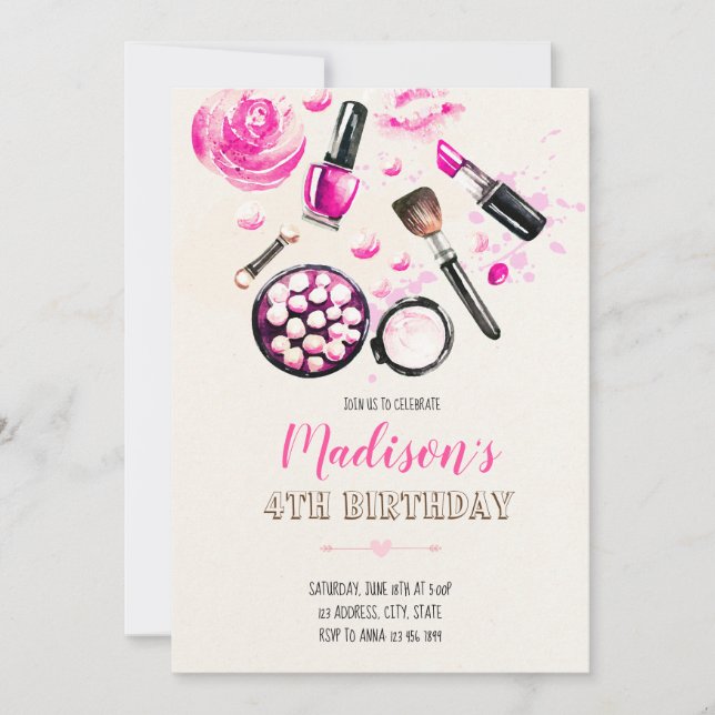 Glitter makeup invitation (Front)